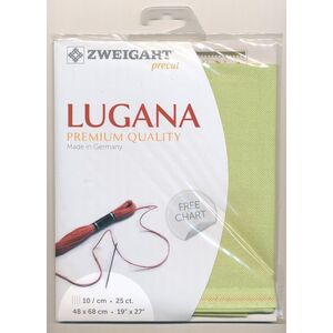Zweigart Precut Lugana 3835, 25Ct/10St 48x68cm Cott/Visc 52/48 Light Green