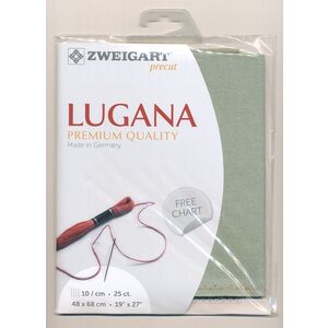 Zweigart Precut Lugana 3835, 25Ct/10St 48x68cm Cott/Visc 52/48 Moss Green