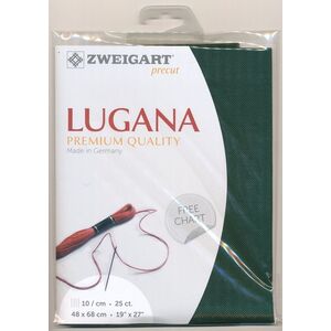 Zweigart Precut Lugana 3835, 25Ct/10St 48x68cm Cott/Visc 52/48 Forest Green