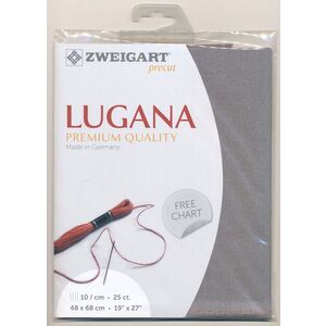 Zweigart Precut Lugana 3835, 25Ct/10St 48x68cm Cott/Visc 52/48 Zinc Grey