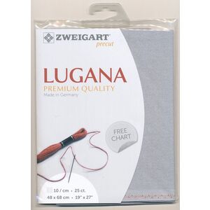 Zweigart Precut Lugana 3835, 25Ct/10St 48x68cm Cott/Visc 52/48 Pewter Grey