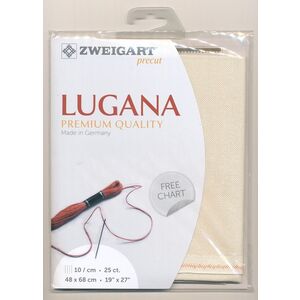 Zweigart Precut Lugana 3835, 25Ct/10St 48x68cm Cott/Visc 52/48 Light Cream