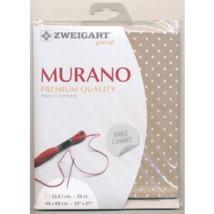 Zweigart Precut Murano Evenweave #3984, 32Ct/12.6St 48x68cm Natural White Dots
