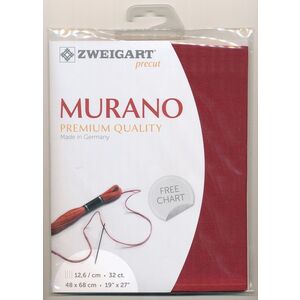 Zweigart Precut Murano 3984.9060 Ruby Wine, 32Ct/12.6St 48x68cm Evenweave