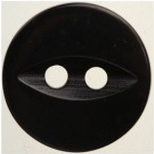 Hemline / Vizzy Buttons Fish Eye 2 Hole 11mm, Pack of 13, BLACK