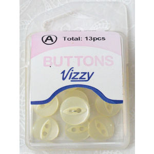Hemline / Vizzy Buttons, Fish Eye 2 Hole 11mm, Pack of 13, Cream