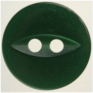 Hemline / Vizzy Buttons Fish Eye 2 Hole 11mm, Pack of 13, EMERALD