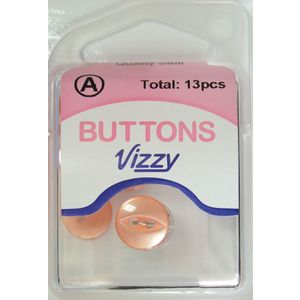 Hemline / Vizzy Buttons, Fish Eye 2 Hole 11mm, Pack of 13, ORANGE
