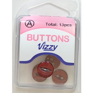 Hemline / Vizzy Buttons, Fish Eye 2 Hole 11mm, Pack of 13, WINE