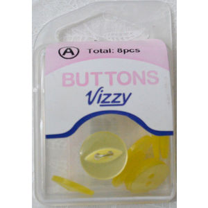 Hemline / Vizzy Buttons Fish Eye 2 Hole 14mm, Pack of 8, YELLOW