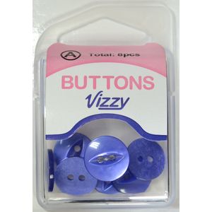 Hemline / Vizzy Buttons Fish Eye 2 Hole 14mm, Pack of 8, ROYAL BLUE