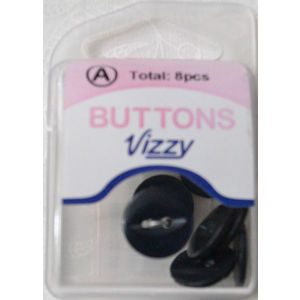 Hemline / Vizzy Buttons Fish Eye 2 Hole 14mm, Pack of 8, SLATE BLUE