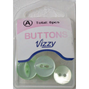 Hemline / Vizzy Buttons Fish Eye 2 Hole 14mm, Pack of 8, LIME GREEN