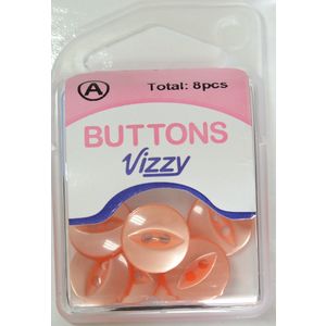 Hemline / Vizzy Buttons Fish Eye 2 Hole 14mm, Pack of 8, ORANGE