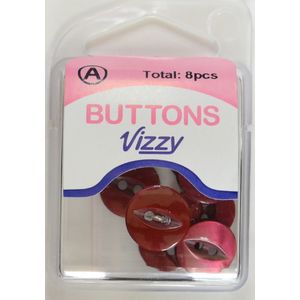 Hemline / Vizzy Buttons Fish Eye 2 Hole 14mm, Pack of 8, WINE