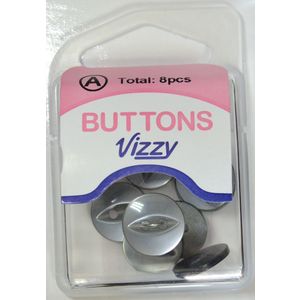 Hemline / Vizzy Buttons Fish Eye 2 Hole 14mm, Pack of 8, DARK GREY