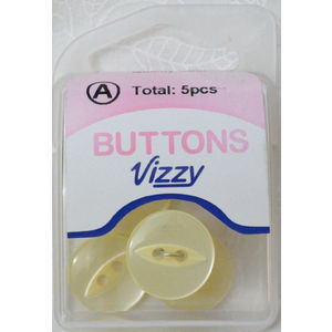 Hemline / Vizzy Buttons Fish Eye 2 Hole 16mm, Pack of 5, CREAM