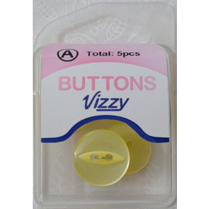 Hemline / Vizzy Buttons Fish Eye 2 Hole 16mm, Pack of 5, YELLOW
