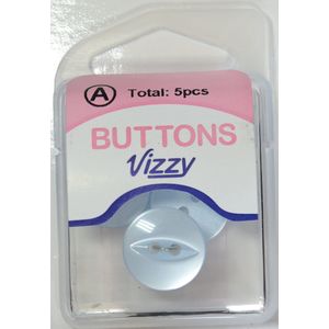 Hemline / Vizzy Buttons Fish Eye 2 Hole 16mm, Pack of 5, PALE BLUE