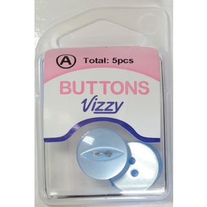 Hemline / Vizzy Buttons Fish Eye 2 Hole 16mm, Pack of 5, SKY BLUE  Handy Re-Usable pack