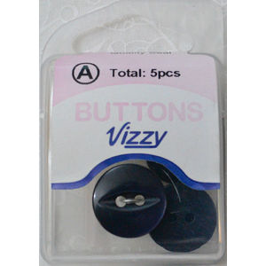 Hemline / Vizzy Buttons Fish Eye 2 Hole 16mm, Pack of 5, SLATE BLUE