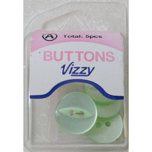 Hemline / Vizzy Buttons Fish Eye 2 Hole 16mm, Pack of 5, LIME GREEN