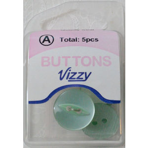 Hemline / Vizzy Buttons Fish Eye 2 Hole 16mm, Pack of 5, GREEN