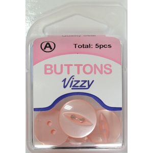 Hemline / Vizzy Buttons Fish Eye 2 Hole 16mm, Pack of 5, PINK