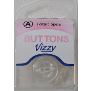 Hemline / Vizzy Buttons Fish Eye 2 Hole 16mm, Pack of 5, CLEAR