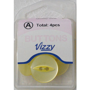 Hemline / Vizzy Buttons Fish Eye 2 Hole 19mm, Pack of 4, YELLOW