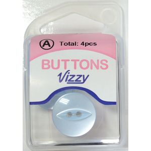 Hemline / Vizzy Buttons Fish Eye 2 Hole 19mm, Pack of 4, PALE BLUE