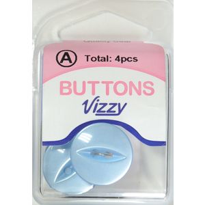 Hemline / Vizzy Buttons Fish Eye 2 Hole 19mm, Pack of 4, SKY BLUE