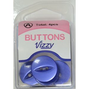 Hemline / Vizzy Buttons Fish Eye 2 Hole 19mm, Pack of 4, ROYAL BLUE