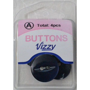 Hemline / Vizzy Buttons Fish Eye 2 Hole 19mm, Pack of 4, SLATE BLUE