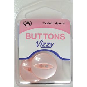 Hemline / Vizzy Buttons Fish Eye 2 Hole 19mm, Pack of 4, PINK