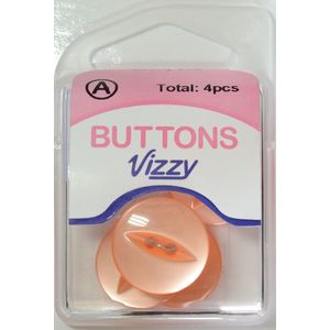 Hemline / Vizzy Buttons Fish Eye 2 Hole 19mm, Pack of 4, ORANGE