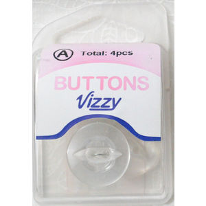Hemline / Vizzy Buttons Fish Eye 2 Hole 19mm, Pack of 4, CLEAR