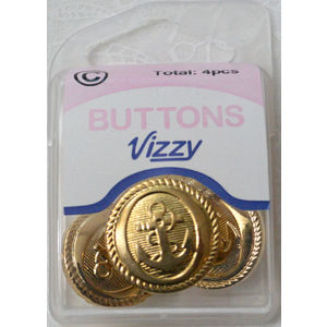 Vizzy Metal Buttons (Style 27 Nautical), SHANKED, Please select Colour and Size