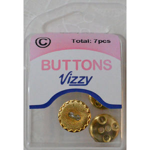 Hemline / Vizzy Metal Buttons (Style 29), 2 Hole, ANTIQUE GOLD TONE, 11mm