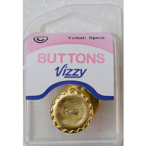 Hemline / Vizzy Metal Buttons (Style 29), 2 Hole, ANTIQUE GOLD TONE, 18mm