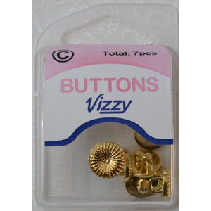 Vizzy Metal Buttons (Style 30 Windmile), Shanked, Pack of 7, 13mm GOLD TONE