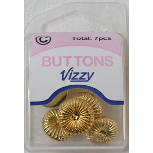 Vizzy Metal Buttons (Style 30 Windmile), Shanked, Pack of 7, 15mm GOLD TONE