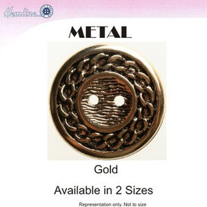 Vizzy Metal (Style 33) Rope Edge Buttons, 2 Hole, Select Colour Tone &amp; Size
