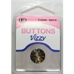 Hemline / Vizzy Precious Heart Buttons (Style 35), 2 Hole, 13mm, Pack of 3, MULTICOLOUR