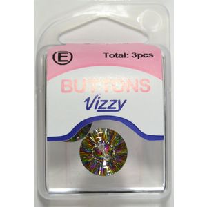 Hemline / Vizzy Precious Heart Buttons (Style 35), 2 Hole, 15mm, Pack of 3, MULTICOLOUR