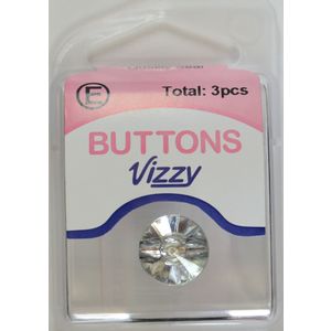 Hemline / Vizzy Precious Diamonte Buttons (Style 35), Shanked 13mm, Pack of 3, CLEAR