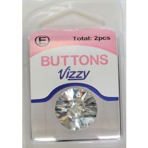 Hemline / Vizzy Precious Diamonte Buttons (Style 35), Shanked 18mm, Pack of 2, CLEAR