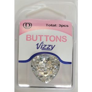 Hemline / Vizzy Precious Heart Buttons (3719), 20mm, Pack of 3, CLEAR  Handy re-usable pack