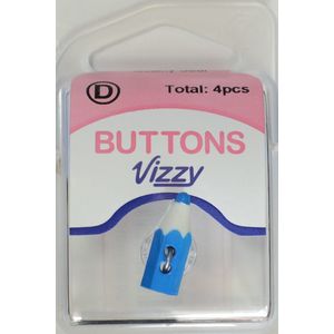 Vizzy Novelty Buttons, 2 Hole Pencil Shape, BLUE, Pack of 4 Buttons 19x7mm