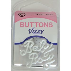 Vizzy Buttons Style 44, Baby Boy, Pack of 3 Buttons, 30x25mm, WHITE